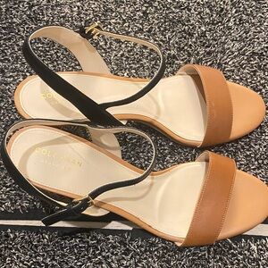 Cole Haan Grand.360 Women’s Sandals | Size 10B | Tan & Black Block Heel